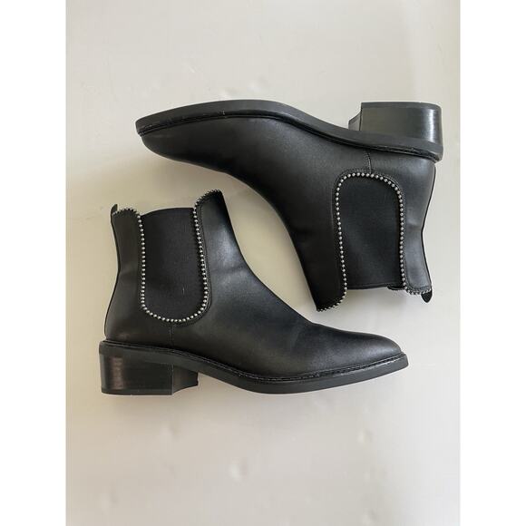 Coach Women’s Black Bowery Beadchain Chelsea Ankle Boot Size 9.5 booties - Picture 1 of 11